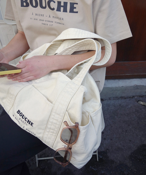 SLOBE IENA（スローブイエナ）の「《追加》BOUCHE SLOBE別注 キャンバストートバッグ（トートバッグ・レディース・ピンク/アイボリー・FREE）」の6枚目の写真