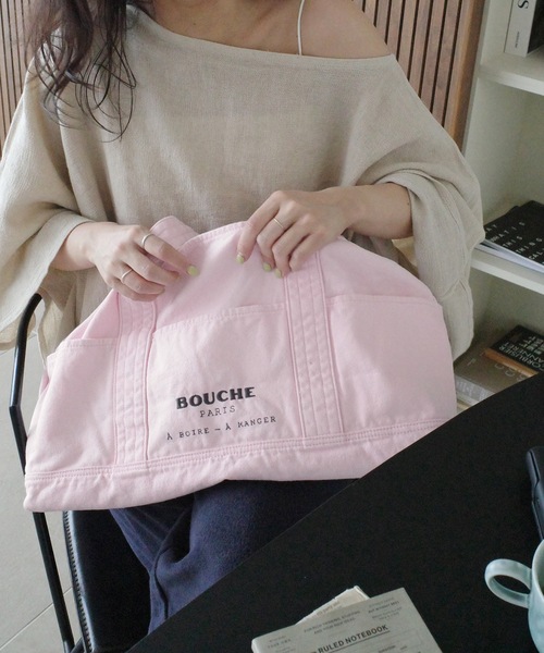 SLOBE IENA（スローブイエナ）の「《追加》BOUCHE SLOBE別注 キャンバストートバッグ（トートバッグ・レディース・ピンク/アイボリー・FREE）」の10枚目の写真