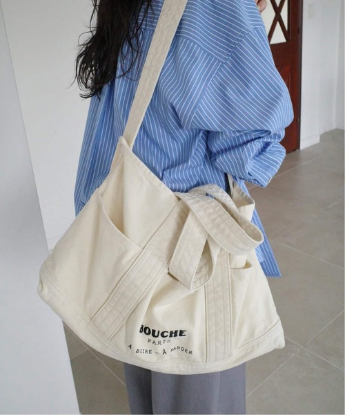 SLOBE IENA（スローブイエナ）の「《追加》BOUCHE SLOBE別注 キャンバストートバッグ（トートバッグ・レディース・ピンク/アイボリー・FREE）」の2枚目の写真