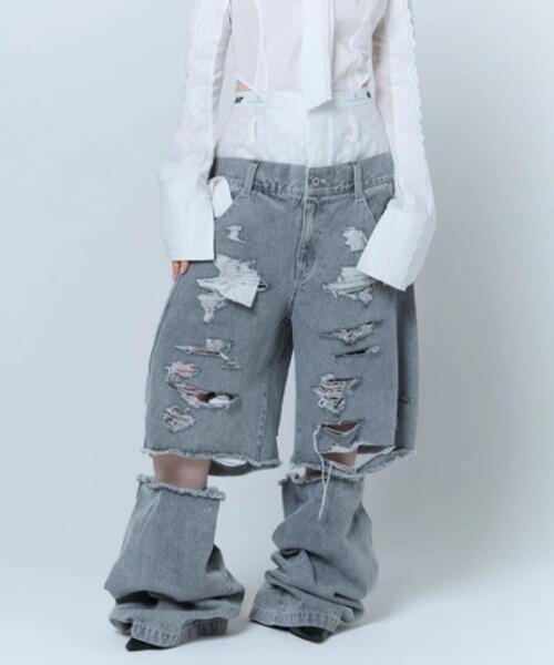 neith./ネイス/Destroyed Denim and Legcover（デニムパンツ）｜neith