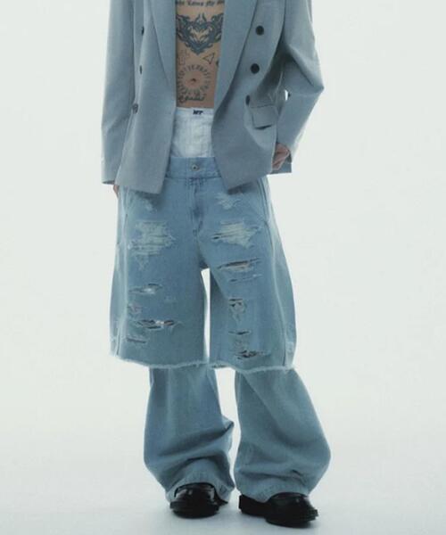 neith./ネイス/Destroyed Denim and Legcover（デニムパンツ）｜neith