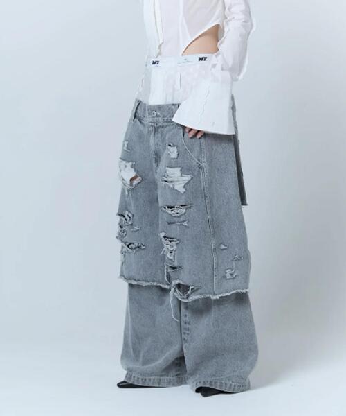 neith.(ネイス)の「neith./ネイス/Destroyed Denim and Legcover(デニムパンツ・レディース・ブルー/グレー・F)」の7枚目の写真
