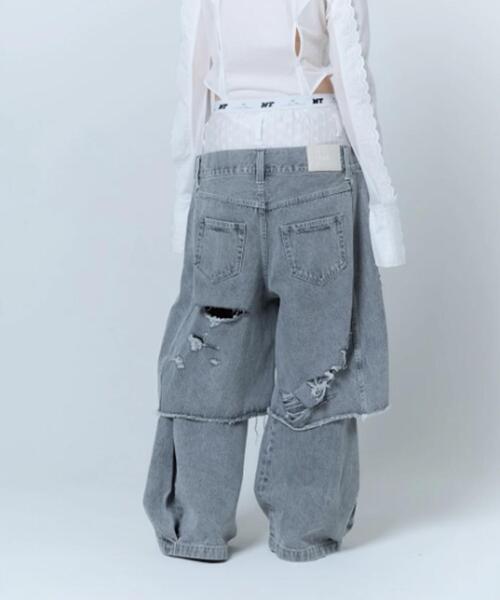 neith.(ネイス)の「neith./ネイス/Destroyed Denim and Legcover(デニムパンツ・レディース・ブルー/グレー・F)」の9枚目の写真