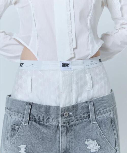 neith.(ネイス)の「neith./ネイス/Destroyed Denim and Legcover(デニムパンツ・レディース・ブルー/グレー・F)」の10枚目の写真