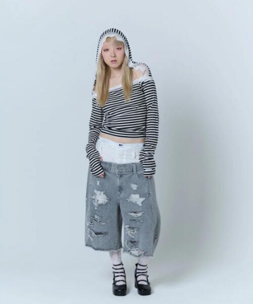 neith.(ネイス)の「neith./ネイス/Destroyed Denim and Legcover(デニムパンツ・レディース・ブルー/グレー・F)」の14枚目の写真