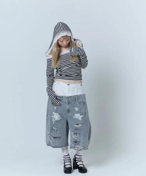 neith.(ネイス)の「neith./ネイス/Destroyed Denim and Legcover(デニムパンツ・レディース・ブルー/グレー・F)」の15枚目の写真
