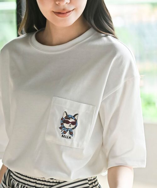 rps(アールピーエス)の「スカーフキャット刺繍ポケットT(Tシャツ/カットソー・レディース・チャコールグレー/オフホワイト/その他/オートミール・フリー)」の9枚目の写真