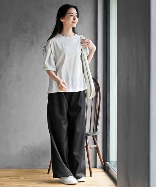 rps(アールピーエス)の「スカーフキャット刺繍ポケットT(Tシャツ/カットソー・レディース・チャコールグレー/オフホワイト/その他/オートミール・フリー)」の13枚目の写真