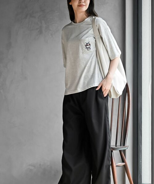 rps(アールピーエス)の「スカーフキャット刺繍ポケットT(Tシャツ/カットソー・レディース・チャコールグレー/オフホワイト/その他/オートミール・フリー)」の16枚目の写真