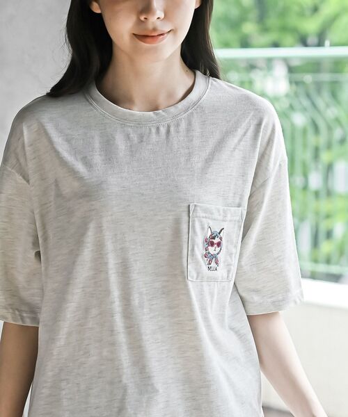 rps(アールピーエス)の「スカーフキャット刺繍ポケットT(Tシャツ/カットソー・レディース・チャコールグレー/オフホワイト/その他/オートミール・フリー)」の17枚目の写真