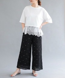 【新柄新色追加】フラワー刺繍ワイドパンツ