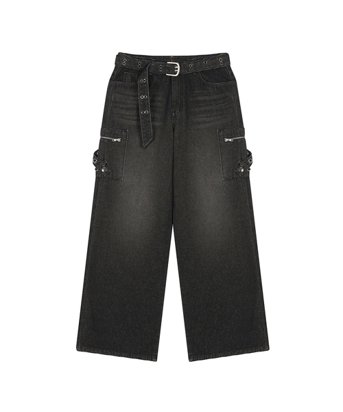 LUVISTRUE(ラヴイズトゥルー)の「SY POCKET BELT PANTS(BLACK)(デニムパンツ・レディース・その他・SMALL)」の1枚目の写真