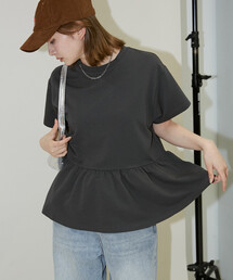 PUBLUX/パブリュクス ＜接触冷感＞クール ポンチ ペプラム Tシャツ　限定展開