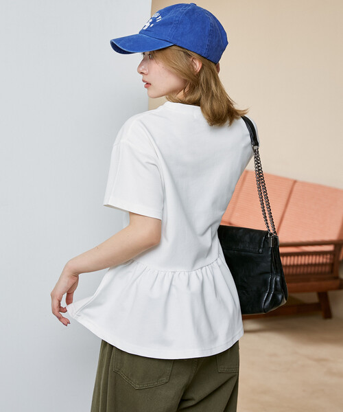 PUBLUX(パブリュクス)の「PUBLUX/パブリュクス <接触冷感>クール ポンチ ペプラム Tシャツ 限定展開(Tシャツ/カットソー・レディース・グレー/オフホワイト/チャコールグレー・フリ-)」の12枚目の写真