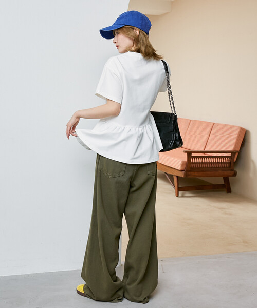 PUBLUX(パブリュクス)の「PUBLUX/パブリュクス <接触冷感>クール ポンチ ペプラム Tシャツ 限定展開(Tシャツ/カットソー・レディース・グレー/オフホワイト/チャコールグレー・フリ-)」の15枚目の写真