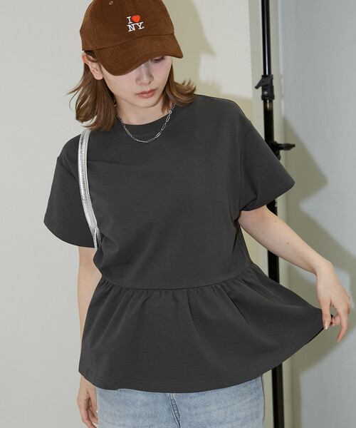 PUBLUX(パブリュクス)の「PUBLUX/パブリュクス <接触冷感>クール ポンチ ペプラム Tシャツ 限定展開(Tシャツ/カットソー・レディース・グレー/オフホワイト/チャコールグレー・フリ-)」の20枚目の写真