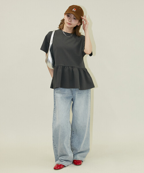 PUBLUX(パブリュクス)の「PUBLUX/パブリュクス <接触冷感>クール ポンチ ペプラム Tシャツ 限定展開(Tシャツ/カットソー・レディース・グレー/オフホワイト/チャコールグレー・フリ-)」の21枚目の写真