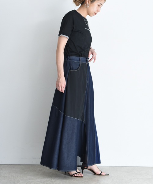 Eimee Law（エイミーロウ）の「4TEXパッチワークフレアスカート（スカート・レディース・ブラック/インディゴブルー・MEDIUM）」の21枚目の写真