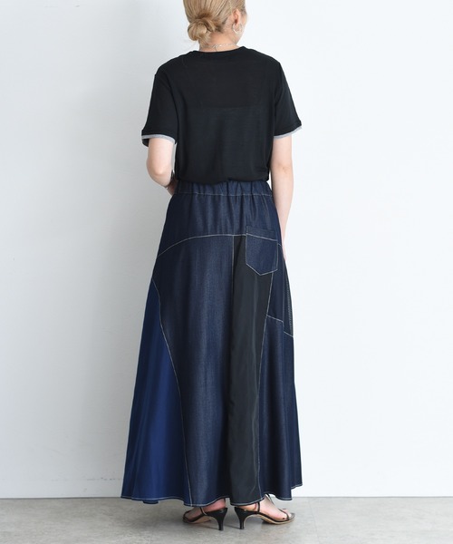 Eimee Law（エイミーロウ）の「4TEXパッチワークフレアスカート（スカート・レディース・ブラック/インディゴブルー・MEDIUM）」の22枚目の写真