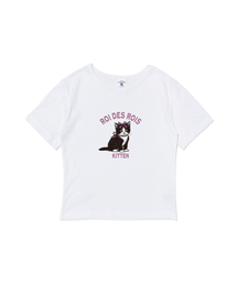 キトンキャットプリンティングクロップ半袖Tシャツ(ホワイト)