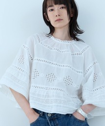 Cut Lace Bell Sleeve Blouse