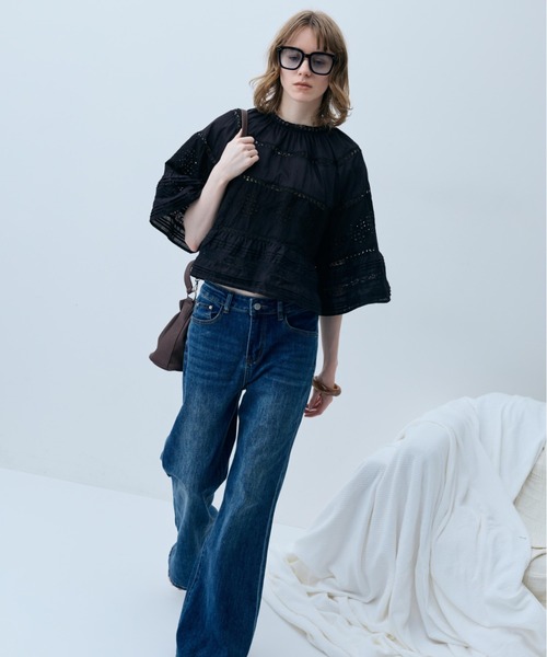 flaeu(フラユ)の「Cut Lace Bell Sleeve Blouse(シャツ/ブラウス・レディース・ホワイト/ブラック・FREE)」の13枚目の写真