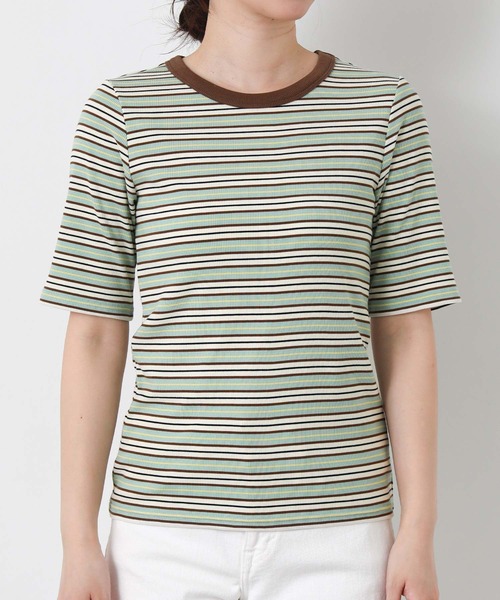 Gready Brilliant(グレディブリリアン)の「マルチボーダークルーネックカットソー(Tシャツ/カットソー・レディース・グリーン系/ブラウン系・38)」の22枚目の写真