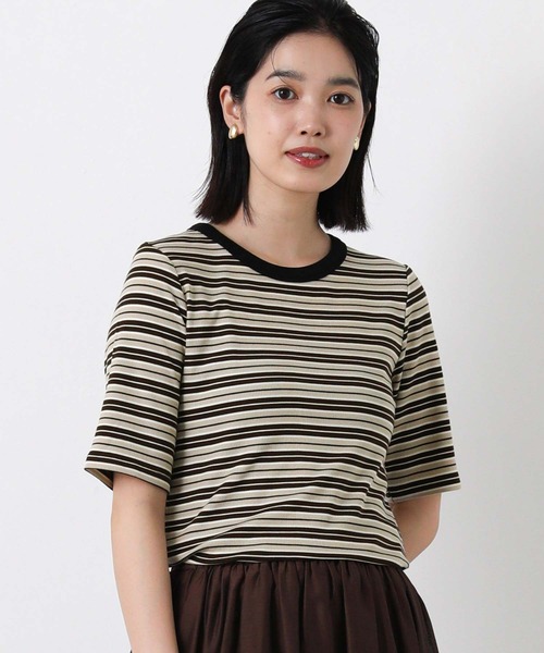 Gready Brilliant(グレディブリリアン)の「マルチボーダークルーネックカットソー(Tシャツ/カットソー・レディース・グリーン系/ブラウン系・38)」の8枚目の写真