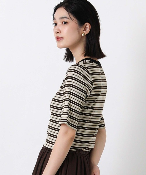 Gready Brilliant(グレディブリリアン)の「マルチボーダークルーネックカットソー(Tシャツ/カットソー・レディース・グリーン系/ブラウン系・38)」の9枚目の写真