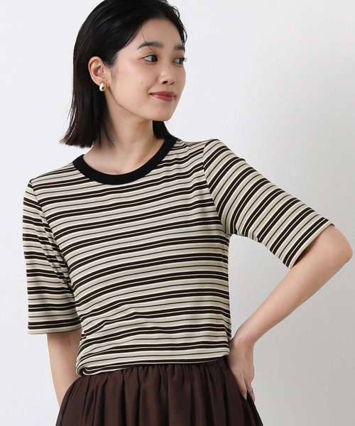 Gready Brilliant(グレディブリリアン)の「マルチボーダークルーネックカットソー(Tシャツ/カットソー・レディース・グリーン系/ブラウン系・38)」の11枚目の写真
