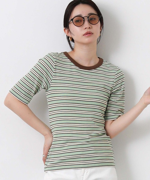 Gready Brilliant(グレディブリリアン)の「マルチボーダークルーネックカットソー(Tシャツ/カットソー・レディース・グリーン系/ブラウン系・38)」の16枚目の写真