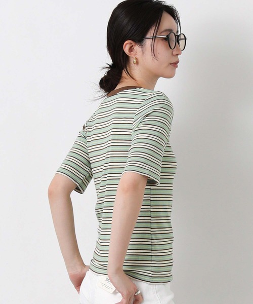 Gready Brilliant(グレディブリリアン)の「マルチボーダークルーネックカットソー(Tシャツ/カットソー・レディース・グリーン系/ブラウン系・38)」の17枚目の写真