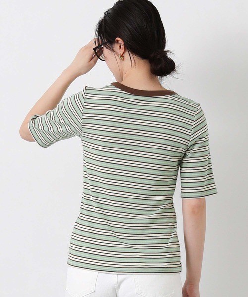 Gready Brilliant(グレディブリリアン)の「マルチボーダークルーネックカットソー(Tシャツ/カットソー・レディース・グリーン系/ブラウン系・38)」の18枚目の写真