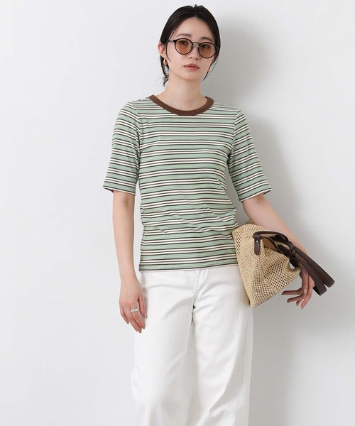 Gready Brilliant(グレディブリリアン)の「マルチボーダークルーネックカットソー(Tシャツ/カットソー・レディース・グリーン系/ブラウン系・38)」の21枚目の写真