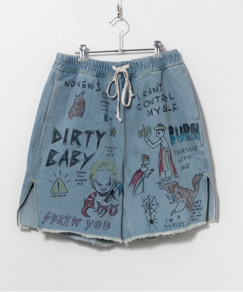 ROYAL FLASH（ロイヤルフラッシュ）の「guernika/ゲルニカ/All painted denim short pants（デニムパンツ・メンズ・インディゴブルー/グレー・LARGE/MEDIUM）」の5枚目の写真