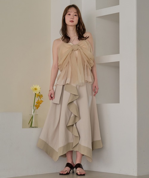 mideal(マイディール)の「two tone frill hem skirt / バイカラーフリルヘムスカート(スカート・レディース・アイボリー/ブラック・FREE)」の7枚目の写真