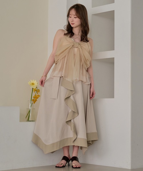 mideal(マイディール)の「two tone frill hem skirt / バイカラーフリルヘムスカート(スカート・レディース・アイボリー/ブラック・FREE)」の8枚目の写真