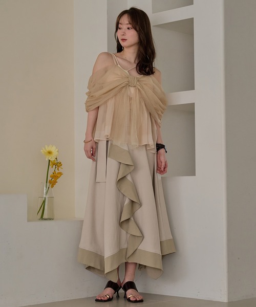 mideal(マイディール)の「two tone frill hem skirt / バイカラーフリルヘムスカート(スカート・レディース・アイボリー/ブラック・FREE)」の9枚目の写真