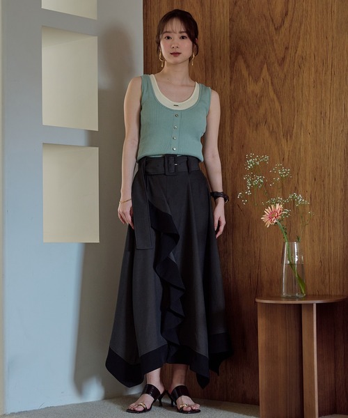 mideal(マイディール)の「two tone frill hem skirt / バイカラーフリルヘムスカート(スカート・レディース・アイボリー/ブラック・FREE)」の19枚目の写真