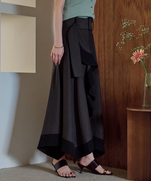 mideal(マイディール)の「two tone frill hem skirt / バイカラーフリルヘムスカート(スカート・レディース・アイボリー/ブラック・FREE)」の16枚目の写真