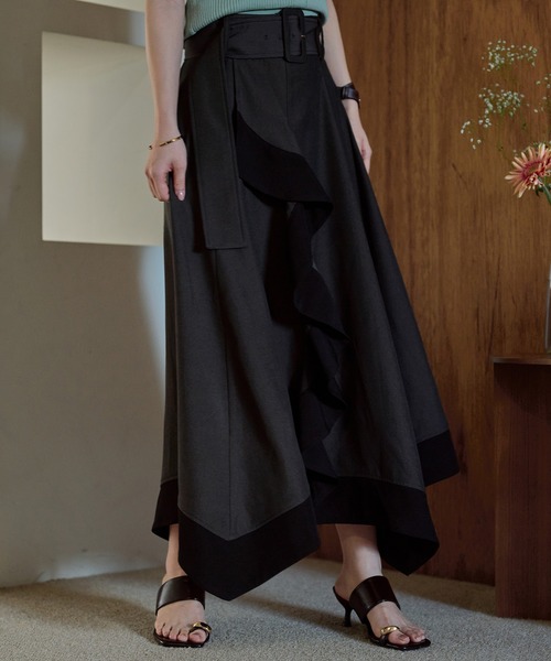 mideal(マイディール)の「two tone frill hem skirt / バイカラーフリルヘムスカート(スカート・レディース・アイボリー/ブラック・FREE)」の14枚目の写真