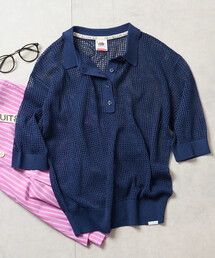FRUIT OF THE LOOM × FREAK'S STORE/フルーツオブザルーム 別注 透かし編みポロニット/サマーニット