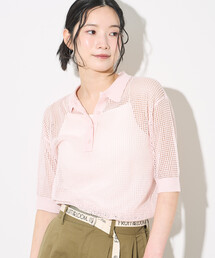 FRUIT OF THE LOOM × FREAK'S STORE/フルーツオブザルーム 別注 透かし編みポロニット/サマーニット