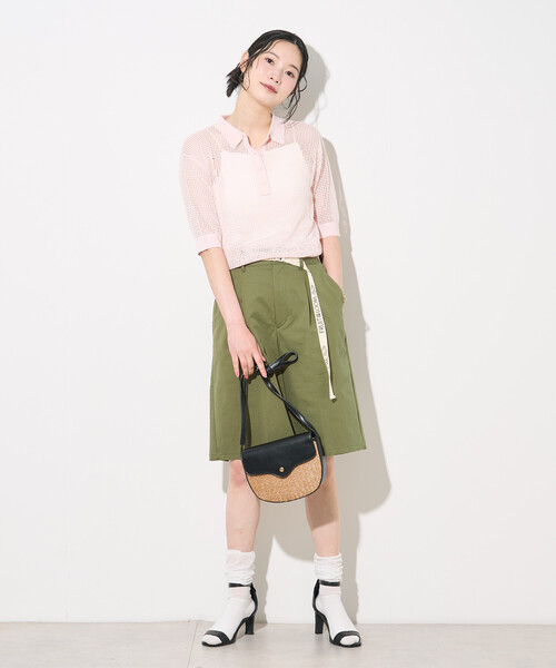 FREAK'S STORE(フリークスストア)の「FRUIT OF THE LOOM × FREAK'S STORE/フルーツオブザルーム 別注 透かし編みポロニット/サマーニット(ニット/セーター・レディース・ネイビー/オフホワイト/ピンク・フリ-)」の4枚目の写真