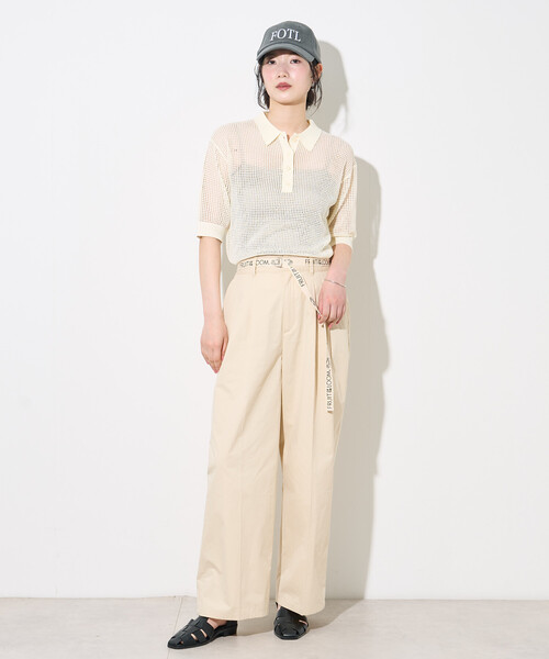 FREAK'S STORE(フリークスストア)の「FRUIT OF THE LOOM × FREAK'S STORE/フルーツオブザルーム 別注 透かし編みポロニット/サマーニット(ニット/セーター・レディース・ネイビー/オフホワイト/ピンク・フリ-)」の19枚目の写真