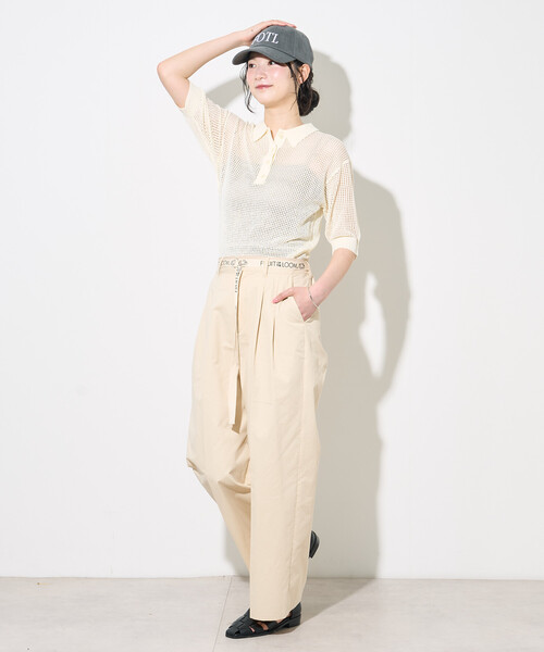 FREAK'S STORE(フリークスストア)の「FRUIT OF THE LOOM × FREAK'S STORE/フルーツオブザルーム 別注 透かし編みポロニット/サマーニット(ニット/セーター・レディース・ネイビー/オフホワイト/ピンク・フリ-)」の21枚目の写真