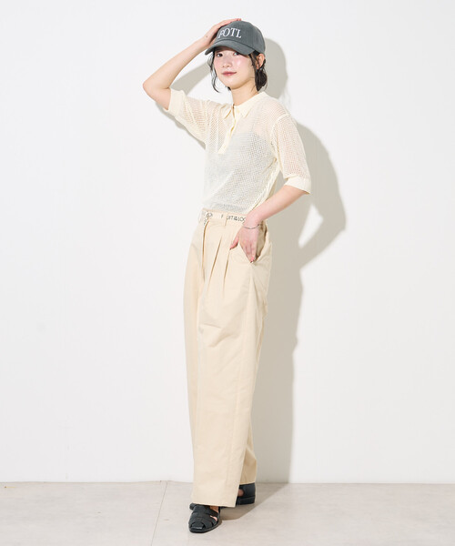 FREAK'S STORE(フリークスストア)の「FRUIT OF THE LOOM × FREAK'S STORE/フルーツオブザルーム 別注 透かし編みポロニット/サマーニット(ニット/セーター・レディース・ネイビー/オフホワイト/ピンク・フリ-)」の22枚目の写真