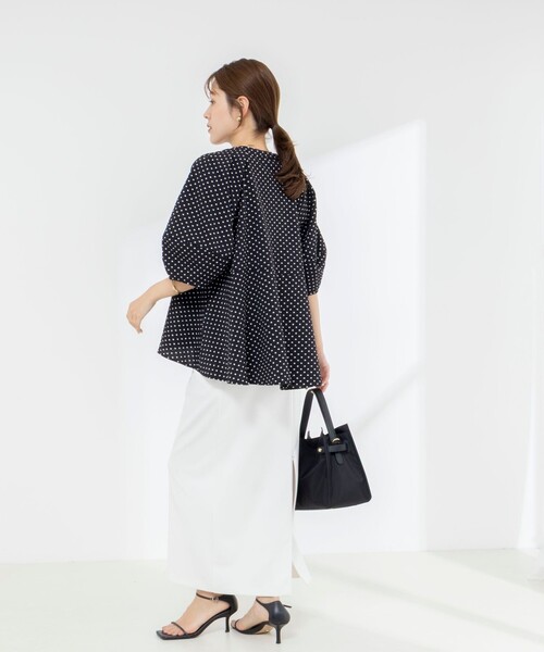NOLLEY’S(ノーリーズ)の「【WEB限定】サッカードット5分袖タックブラウス(シャツ/ブラウス・レディース・ブラック系その他3/ホワイト系その他4・38)」の15枚目の写真