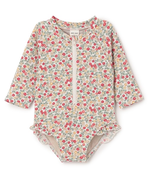 petit main(プティマイン)の「【SWIM】baby girlsラッシュガード(ラッシュガード・キッズ・レッド/オフホワイト・80cm/70cm)」の1枚目の写真