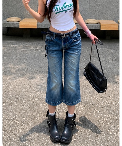 inst.ALL(インストール)の「ウォッシュデニムカプリパンツ(デニムパンツ・レディース・ブルー・S/M/L/LL)」の10枚目の写真